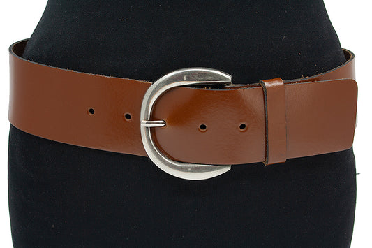 dames brede riem cognac leer 6 cm