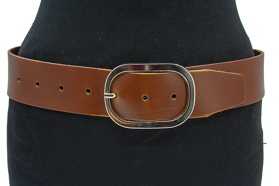 Brede leren heupriem cognac