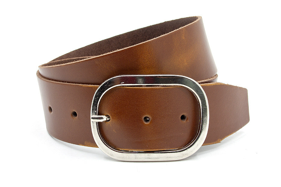 Brede leren heupriem cognac