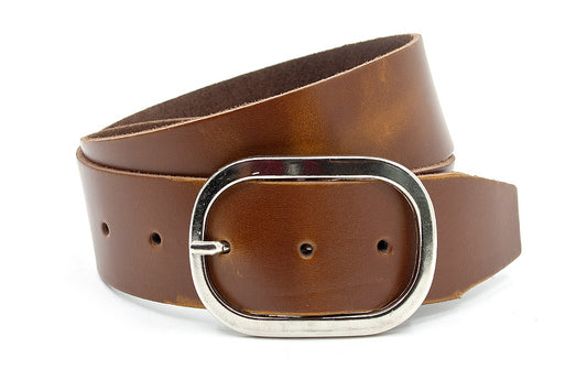 Brede leren heupriem cognac