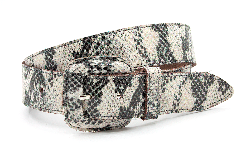 dames jeans riem wit/zwart leer 4 cm