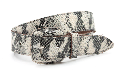 dames jeans riem wit/zwart leer 4 cm