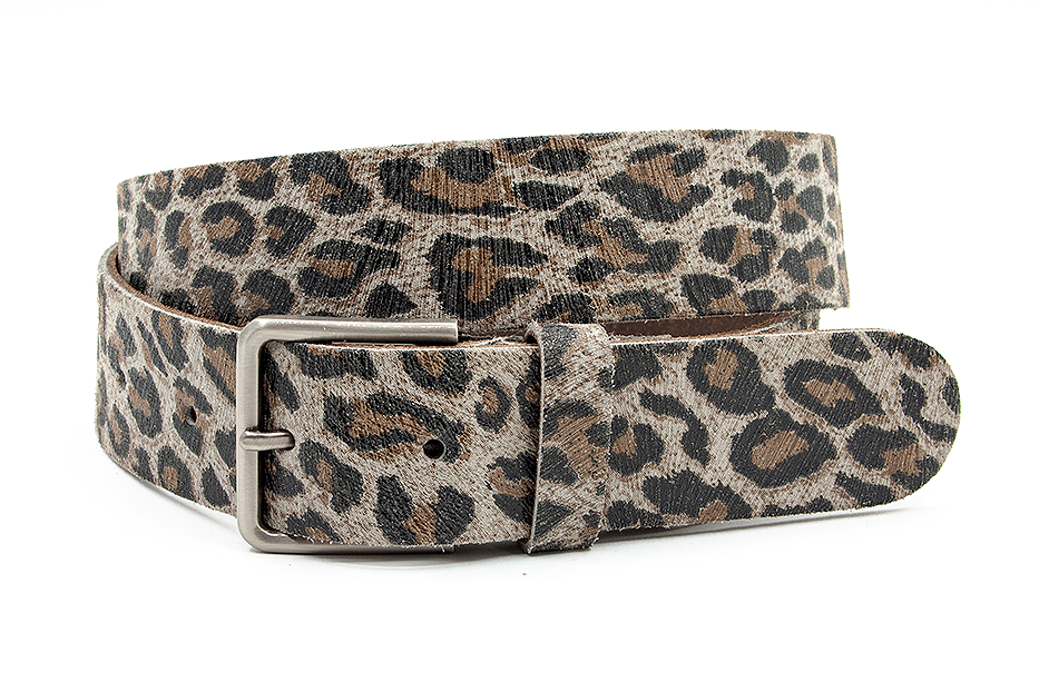 Dames riem bruin/zwart luipaard