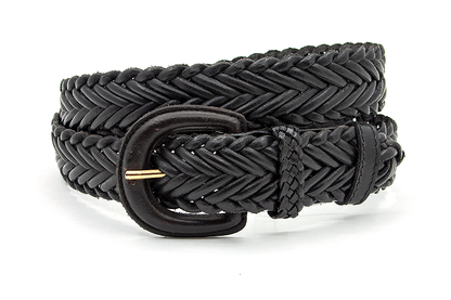 dames gevlochten riem zwart leer 3.5 cm
