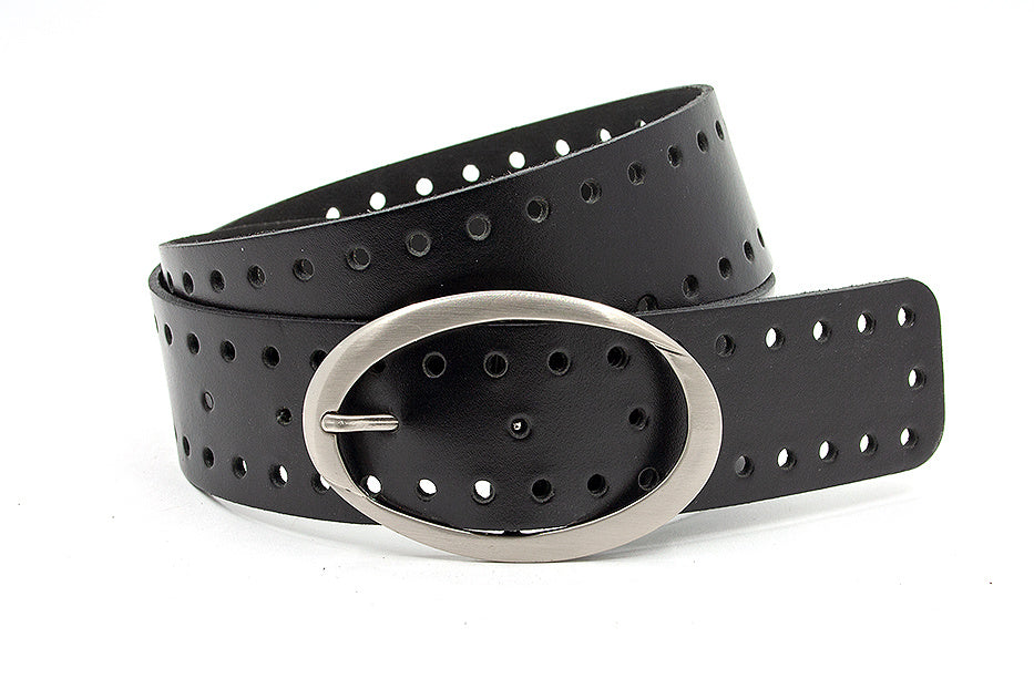 Damesceintuur zwart geperforeerd