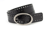 dames brede riem zwart leer 5 cm
