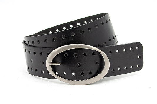 Damesceintuur zwart geperforeerd