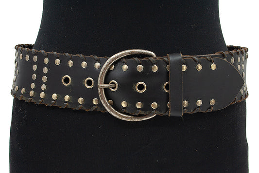 Dames heupriem zwart met nieten