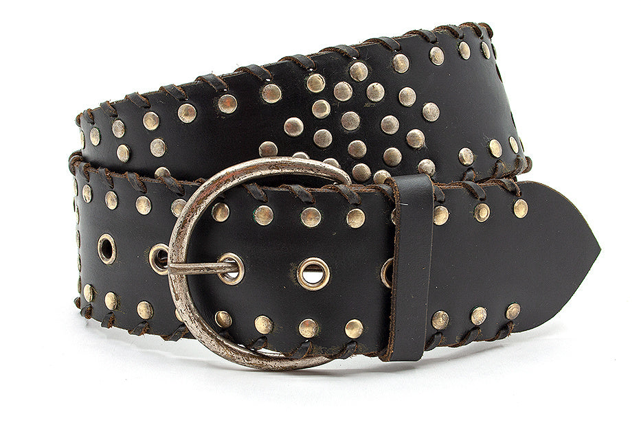 Dames heupriem zwart met nieten