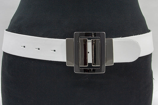 Damesceintuur wit met grote gesp