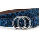 Dames ceintuur zwart/blauw leopard