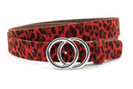 dames jeans riem zwart / rood leer 3 cm