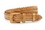 dames gevlochten riem geel goud leer 3.5 cm