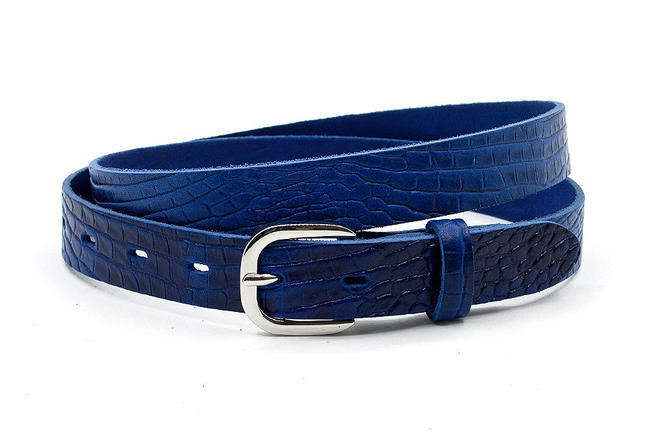 Dames riem kroko blauw