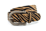 dames jeans riem bruin / beige leer 4 cm