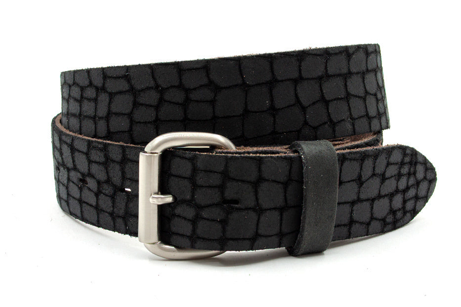 Jeans riem zwart croco