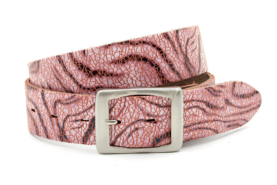 Jeans dames riem roze met motieven