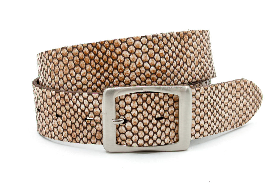 Dames jeans riem lichtbruin