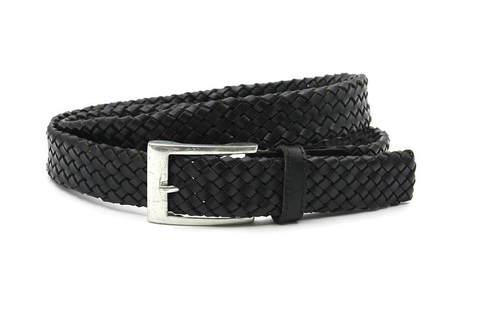 heren gevlochten riem zwart leer 3.5 cm