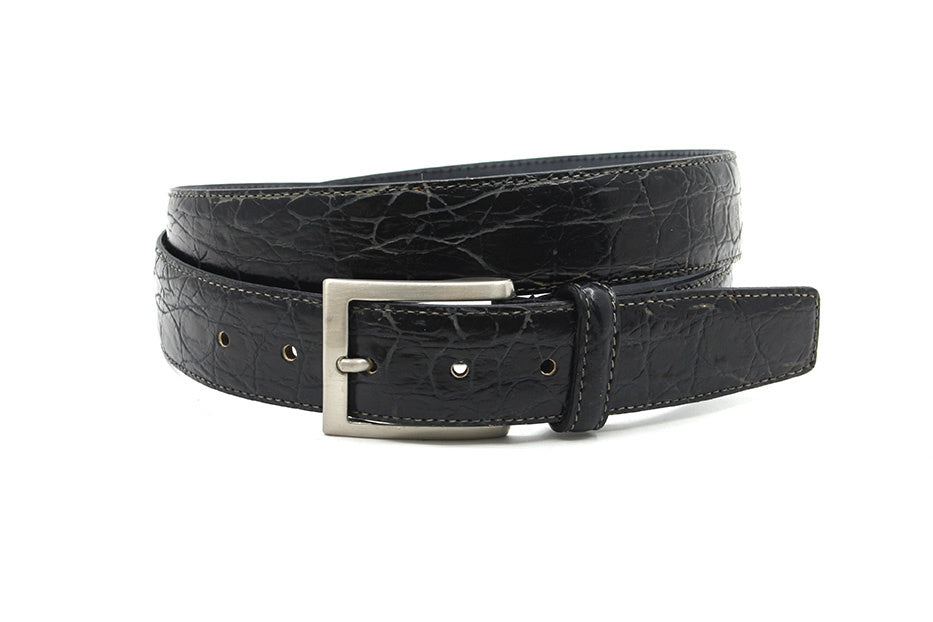 jeans riem zwart met blokprint