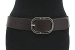 dames brede riem bruin leer 5 cm