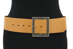 dames brede riem camel leer 6 cm