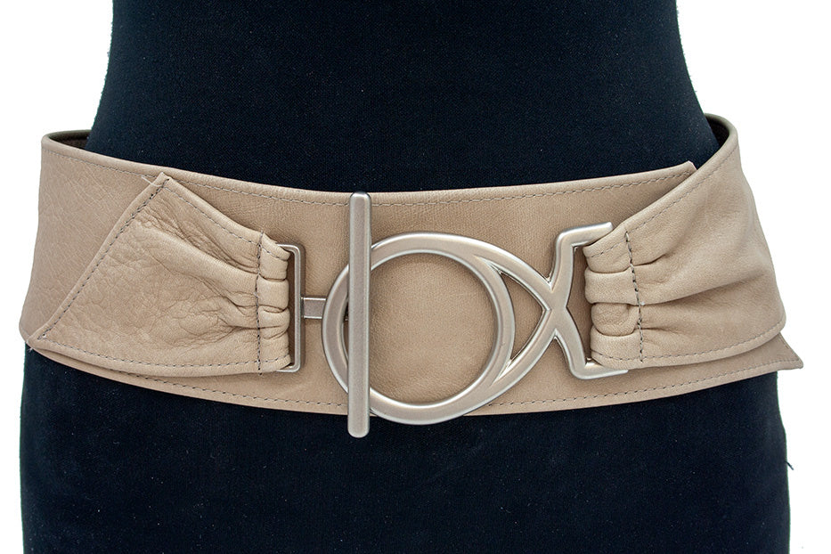 dames nappa riem beige nappa 8 cm