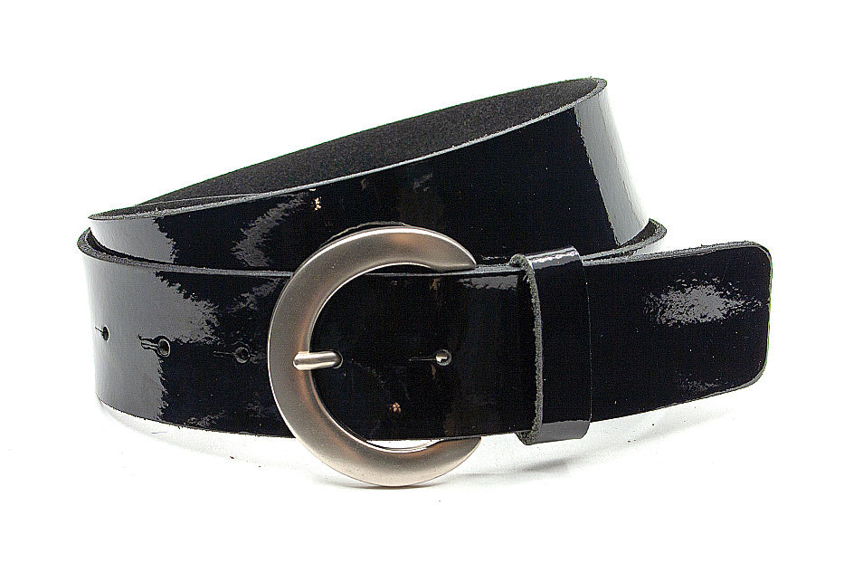 Zwart lak dames riem