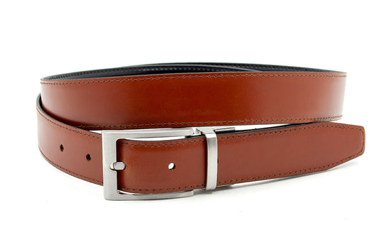 Draaibare (reversibel) riem cognac/zwart