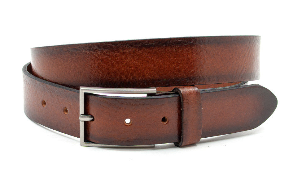 Rood/bruine cognac kleurige pantalon riem