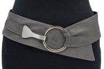 dames brede riem grijs nappa 6.5 cm