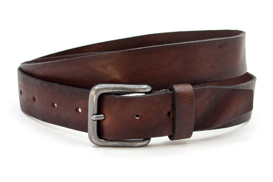 heren jeans riem bruin leer 3.5 cm