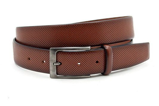 Cognac pantalon riem