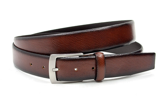 Klassieke riem bruin met print