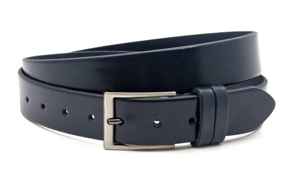 Jeans riem blauw glad leder