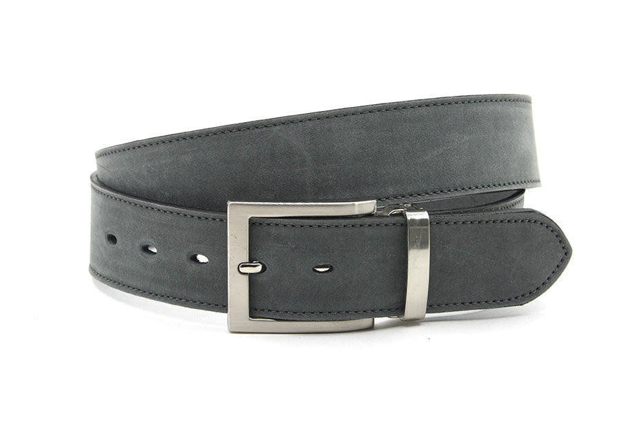 Grijze suede broekriem heren
