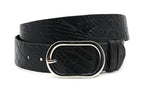 dames brede riem zwart leer 5 cm