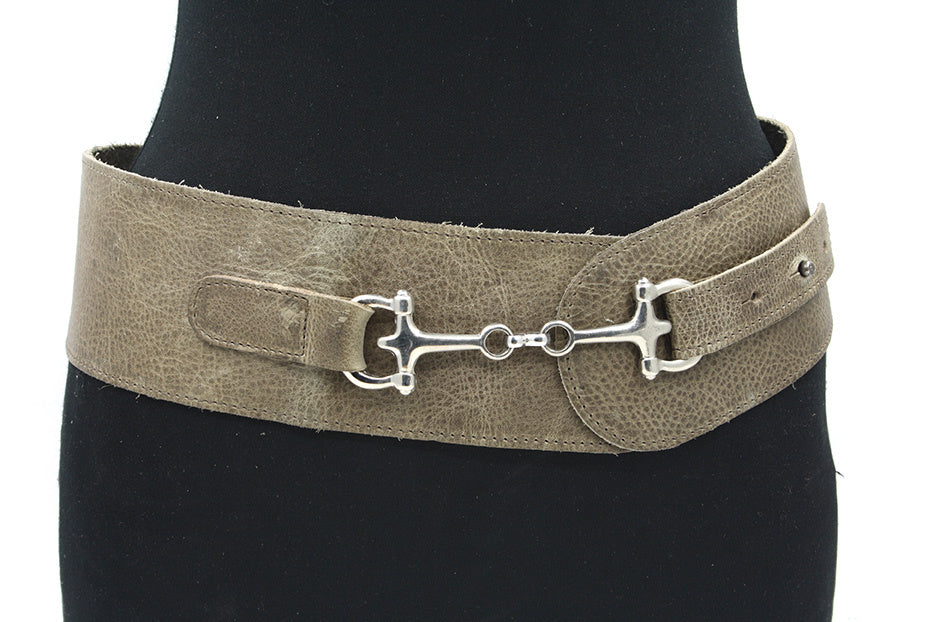 Dames nappa afhang/heupriem beige taupe