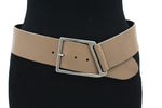 dames brede riem taupe leer 6 cm
