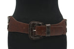 dames brede riem bruin leer 8 cm