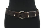 dames brede riem bruin leer 4 cm