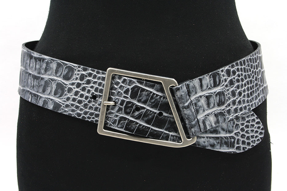 Dames brede heupriem zilver/zwart