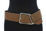 dames brede riem tabak leer 6 cm