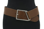 dames brede riem bruin leer 6 cm