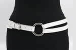 dames brede riem wit leer 4 cm