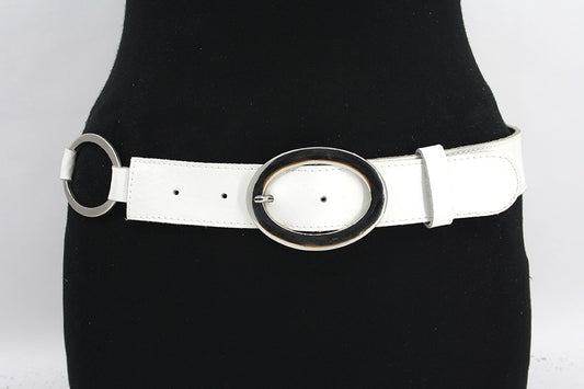 Dames heupriem wit met ringen