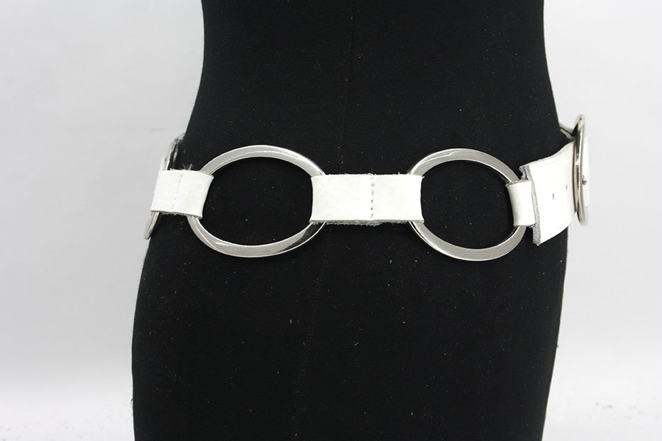 Dames heupriem wit met ringen