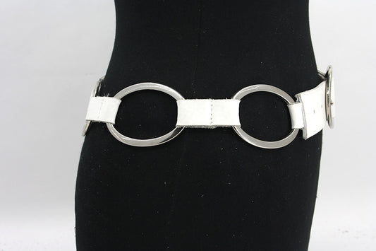 Dames heupriem wit met ringen