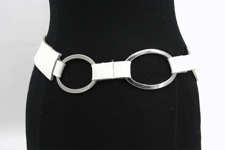 Dames heupriem wit met ringen