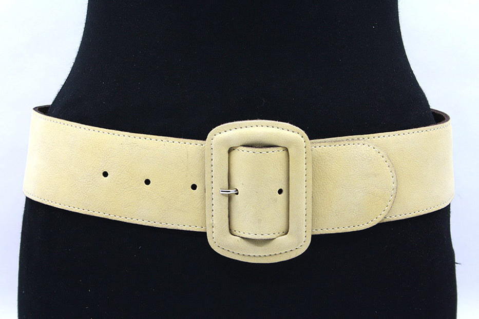 Dames leren taille riem zacht geel
